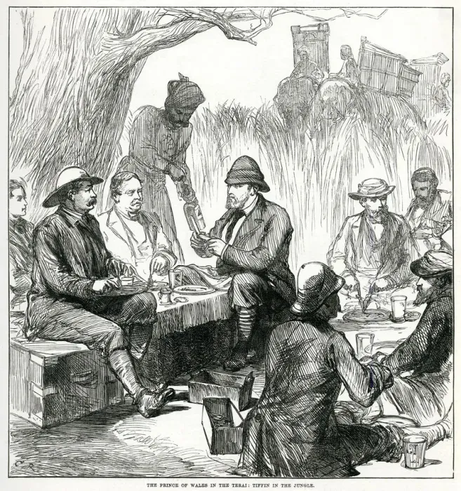 Framed Print : Prince of Wales in Nepal Terai, shooting bears 1876
