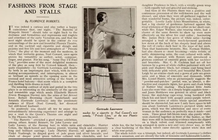 Framed Print : Private Lives, fashion on stage, Gertrude Lawrence