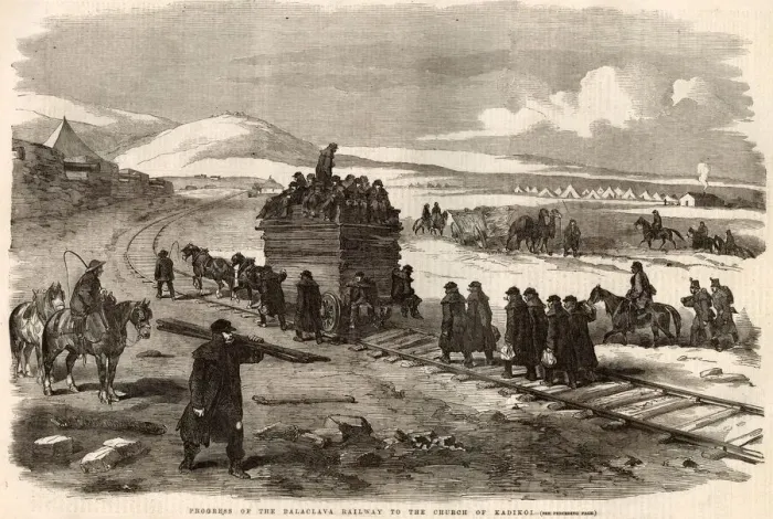 Framed Print : Progress of the Balaclava Railway to the Church of Kadikoy