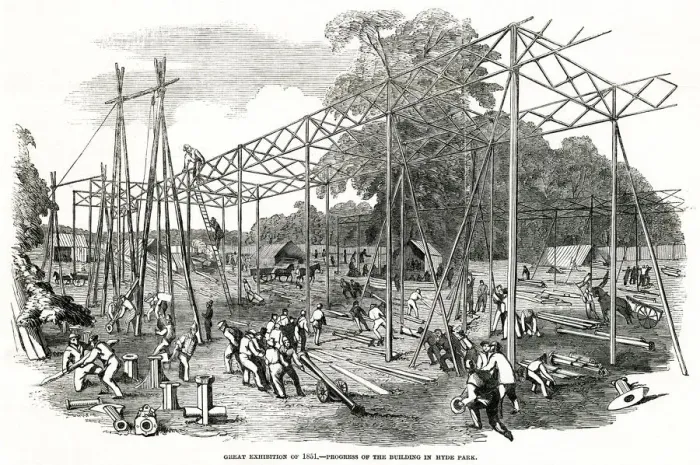 Framed Print : Progress of building for the International Exhibition 1850