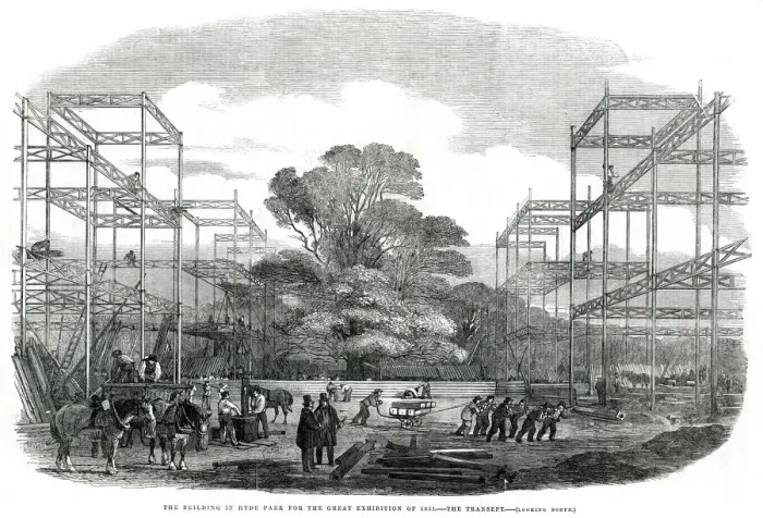 Framed Print : Progress of building for the International Exhibition 1850 Framed Print : Progress of building for the International Exhibition 1850