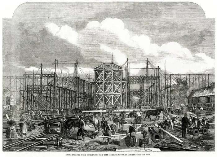 Framed Print : Progress of building for the International Exhibition 1861