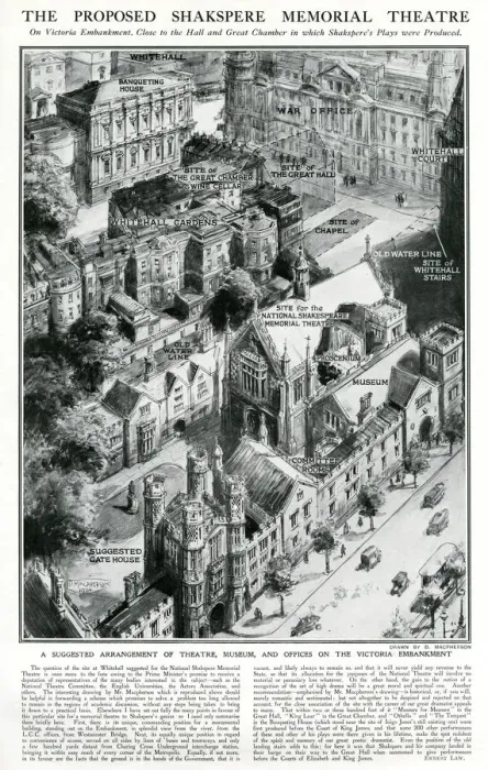 Framed Print : Proposed site of Shakespeare Memorial Theatre in London 1924