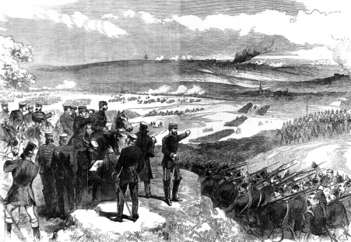 Framed Print : The Prussian Army advance at the Battle of Sadowa; Seven Wee Framed Print : The Prussian Army advance at the Battle of Sadowa; Seven Wee