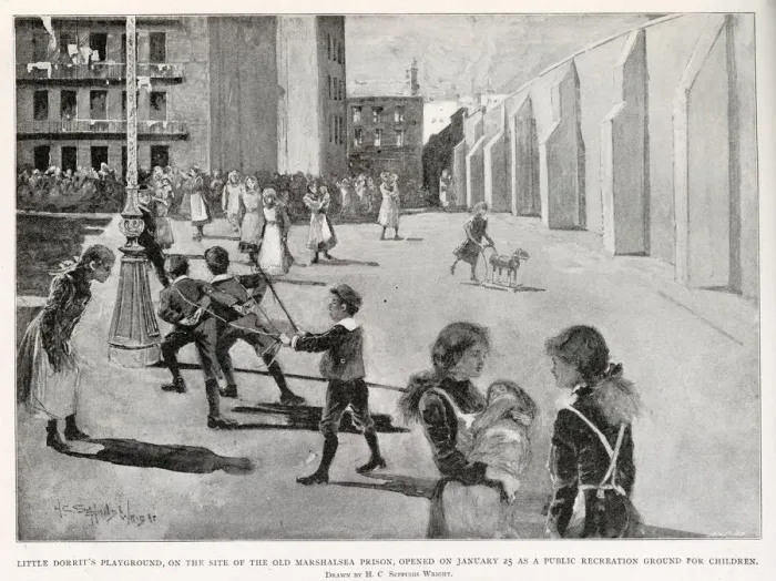 Framed Print : A public recreation ground for children built on the site of Marshalsea Prison