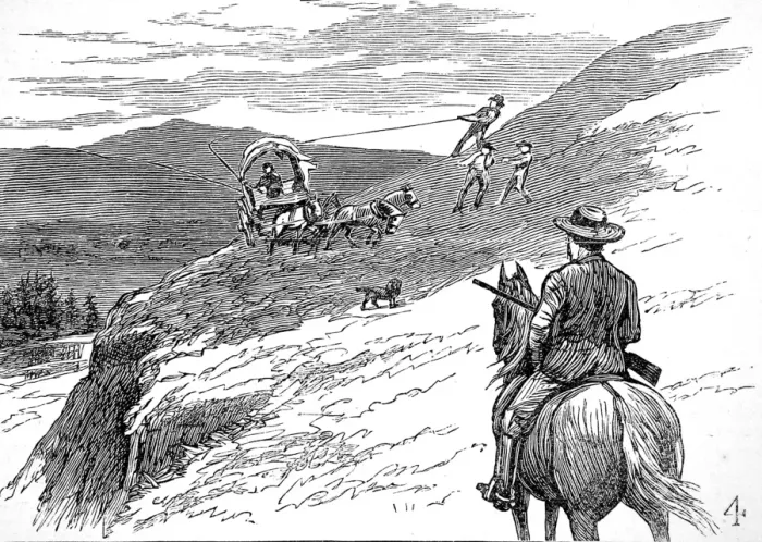 Framed Print : Pulling a wagon up a steep slope, Yellowstone, 1883