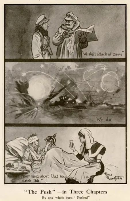 Framed Print : The Push - in three chapters by Bruce Bairnsfather Framed Print : The Push - in three chapters by Bruce Bairnsfather