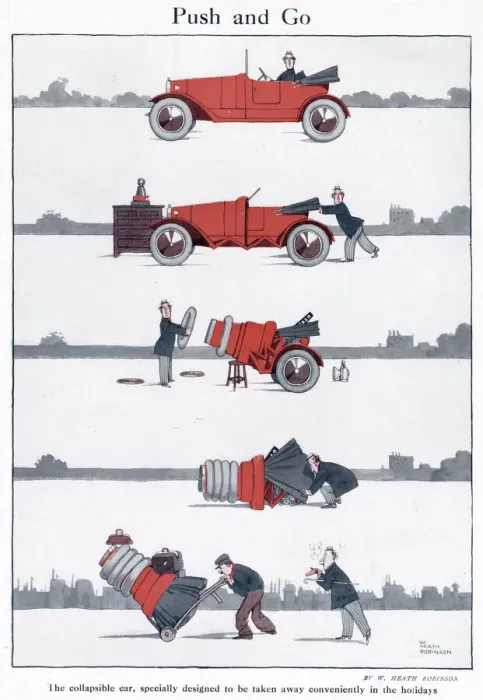 Framed Print : Push and Go by Heath Robinson Framed Print : Push and Go by Heath Robinson