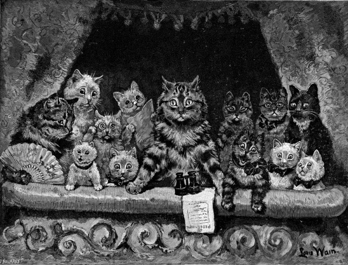 Framed Print : Puss at the Play - Tragedy and Comedy Framed Print : Puss at the Play - Tragedy and Comedy