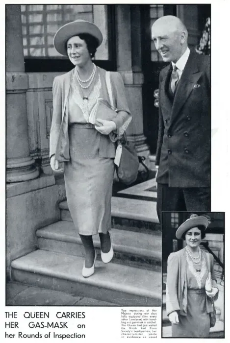Framed Print : The Queen pictured with her gas mask, September 1939 Framed Print : The Queen pictured with her gas mask, September 1939