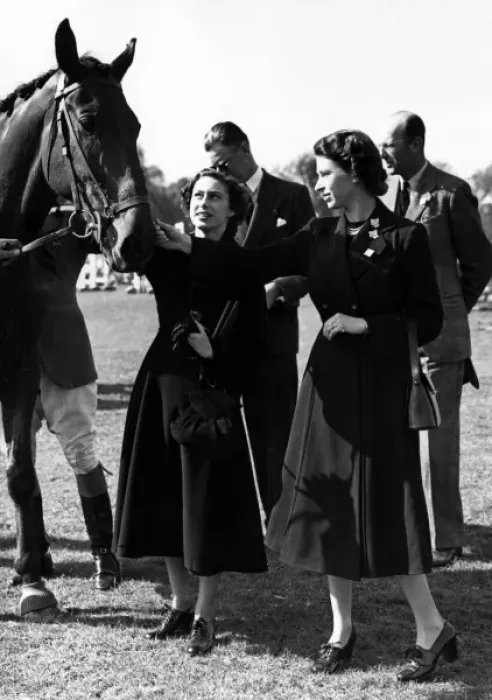 Framed Print : The Queen and Princess Margaret at Badminton Framed Print : The Queen and Princess Margaret at Badminton