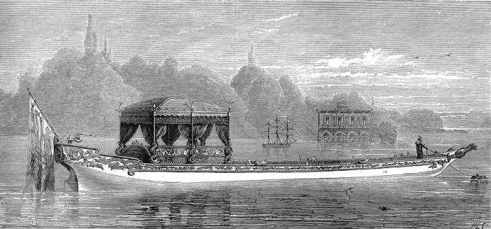 Framed Print : The Queens New Barge for Virginia Water, June 1877 Framed Print : The Queens New Barge for Virginia Water, June 1877