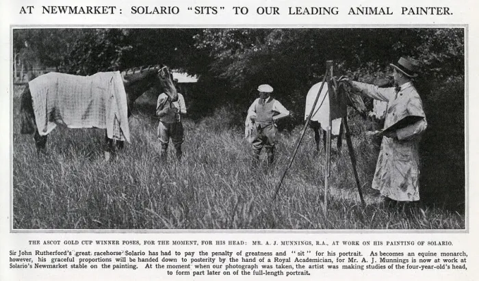 Framed Print : Racehorse Solario posing for the brush of Alfred J Munnings