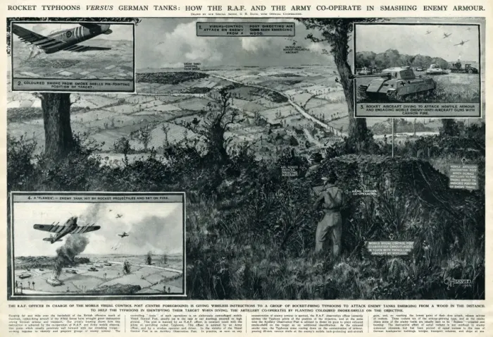 Framed Print : RAF and Army cooperate against enemy by G. H. Davis