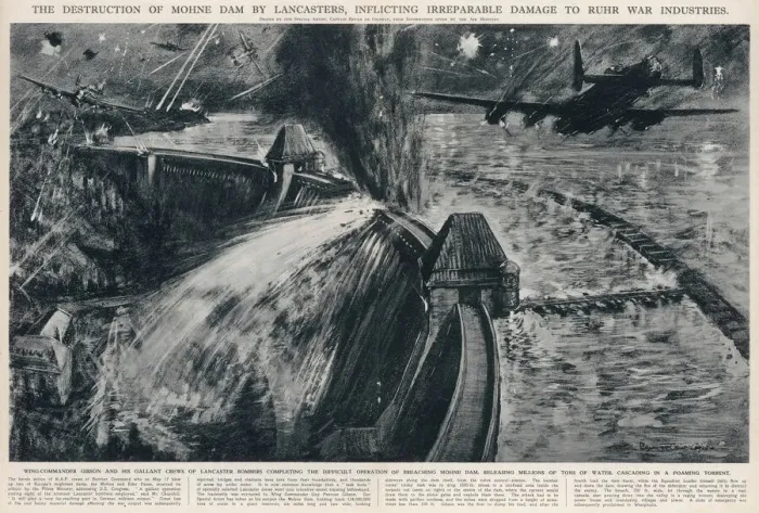 Framed Print : RAF Bombers breaching the Mohne Dam; Second World War, 1943 Framed Print : RAF Bombers breaching the Mohne Dam; Second World War, 1943