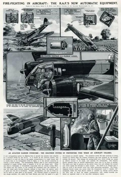 Framed Print : RAF fire-fighting equipment by G. H. Davis Framed Print : RAF fire-fighting equipment by G. H. Davis