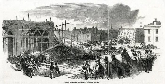 Framed Print : Railway construction accident, Camden Town, London 1849 Framed Print : Railway construction accident, Camden Town, London 1849