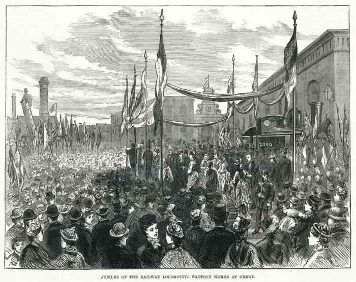 Framed Print : Railway manufacture, celebration at Crewe Works 1876