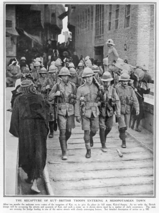 Framed Print : The Recapture of Kut-el-Amara, 1917 - British Troops enterin