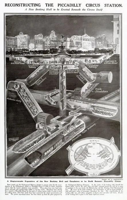 Framed Print : Reconstructing the Piccadilly Circus Station 1924 Framed Print : Reconstructing the Piccadilly Circus Station 1924