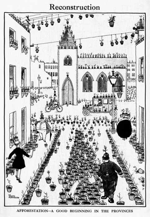 Framed Print : Reconstruction by William Heath Robinson, WW1 cartoon Framed Print : Reconstruction by William Heath Robinson, WW1 cartoon