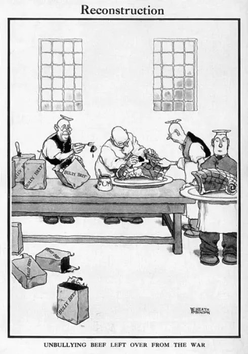 Framed Print : Reconstruction by William Heath Robinson, WW1 cartoon Framed Print : Reconstruction by William Heath Robinson, WW1 cartoon