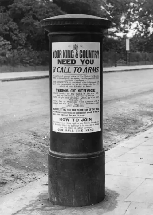 Framed Print : Recruitment poster on post box, WW1 Framed Print : Recruitment poster on post box, WW1