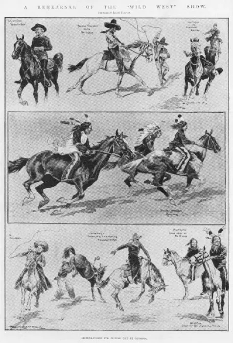 Framed Print : A Rehearsal of the Wild West Show by Ralph Cleaver