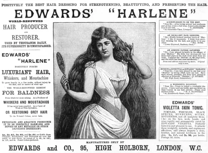 Framed Print : Remarkable results from Edwards Harlene for hair, 1892 Framed Print : Remarkable results from Edwards Harlene for hair, 1892