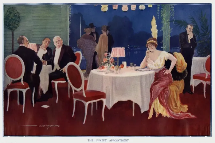 Framed Print : Restaurant scene, The Unkept Appointment Framed Print : Restaurant scene, The Unkept Appointment