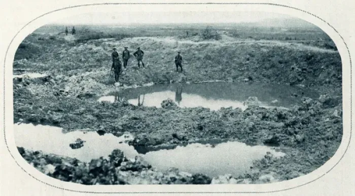 Framed Print : Results of British mines and guns on the Somme