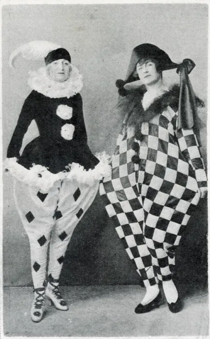 Framed Print : Revellers in pierrot costumes at the Chelsea Arts Club Dazzle Ball held at the Albert