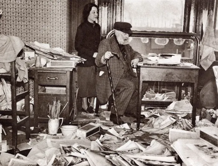Framed Print : Richard Sickert and wife in his litter-ary studio Framed Print : Richard Sickert and wife in his litter-ary studio