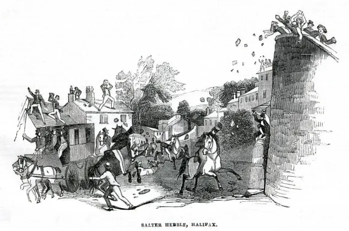 Framed Print : Riots at Salter Hebble, Halifax Framed Print : Riots at Salter Hebble, Halifax
