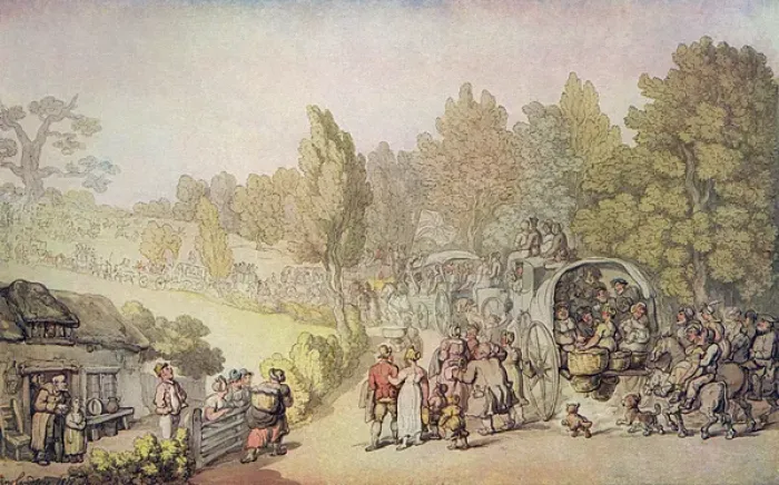 Framed Print : The Road to Epsom by Thomas Rowlandson Framed Print : The Road to Epsom by Thomas Rowlandson