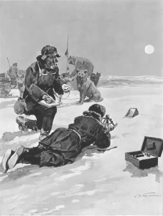 Framed Print : Roald Amundsen calculating his position, South Pole, 1911 Framed Print : Roald Amundsen calculating his position, South Pole, 1911