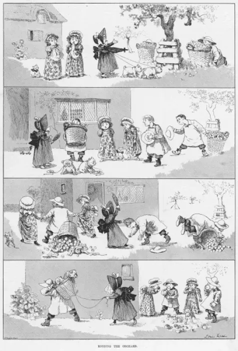 Framed Print : Robbing the Orchard by Louis Wain Framed Print : Robbing the Orchard by Louis Wain