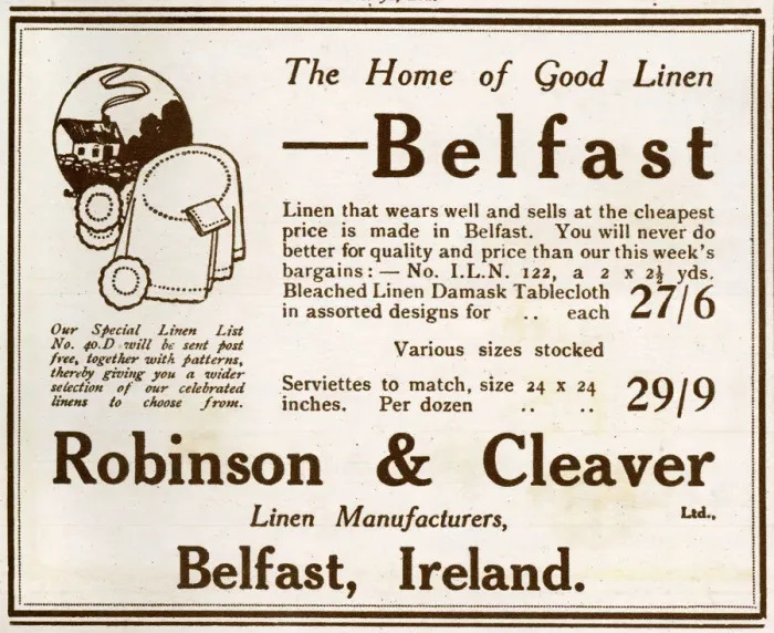 Framed Print : Robinson and Cleaver advertisement, linen manufacturers