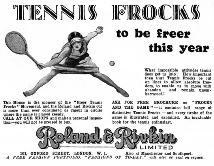 Framed Print : Roland & Rivkin tennis dress advertisement, 1927 Framed Print : Roland & Rivkin tennis dress advertisement, 1927