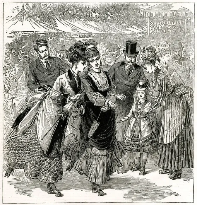 Framed Print : Roller skating in Brompton 1874