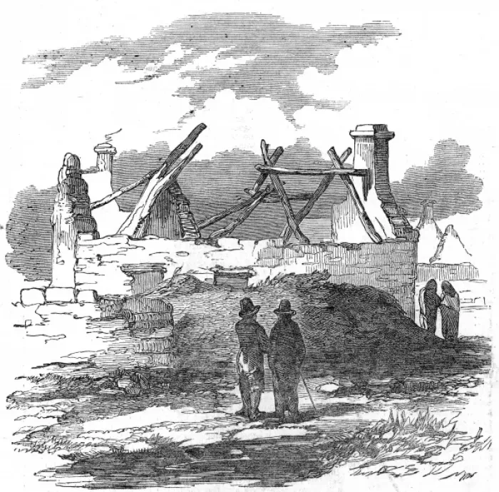Framed Print : Roofless cabin during evictions in Ireland Framed Print : Roofless cabin during evictions in Ireland