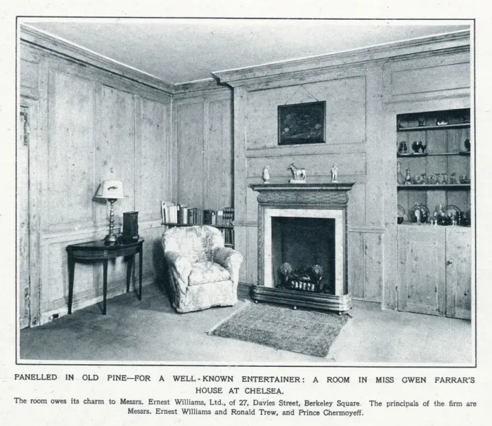 Framed Print : Room in Gwen Farrars Chelsea home panelled in pine Framed Print : Room in Gwen Farrars Chelsea home panelled in pine
