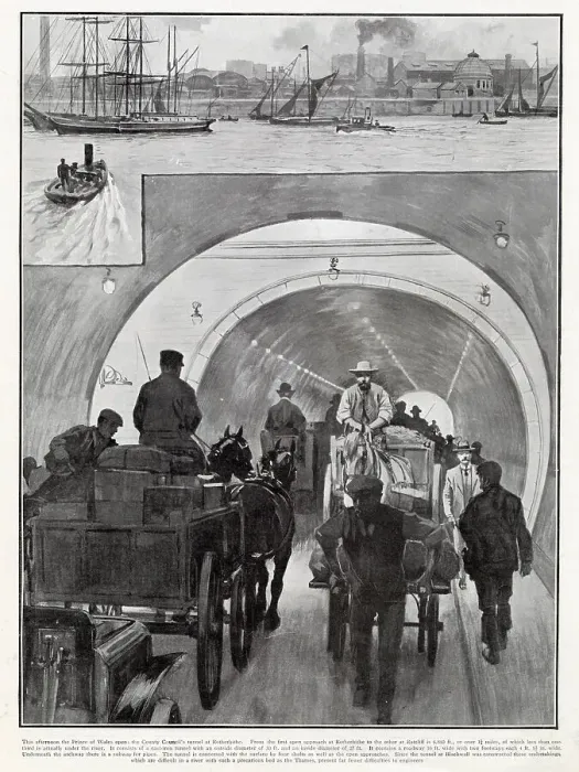 Framed Print : Rotherhithe Tunnel, connecting Limehouse in the London Borough of Tower Hamlets. Opened by Prince of Wales (later George V ) in 1908. Date: 1908