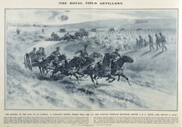 Framed Print : Royal Field Artillery in Great War Deeds, WW1