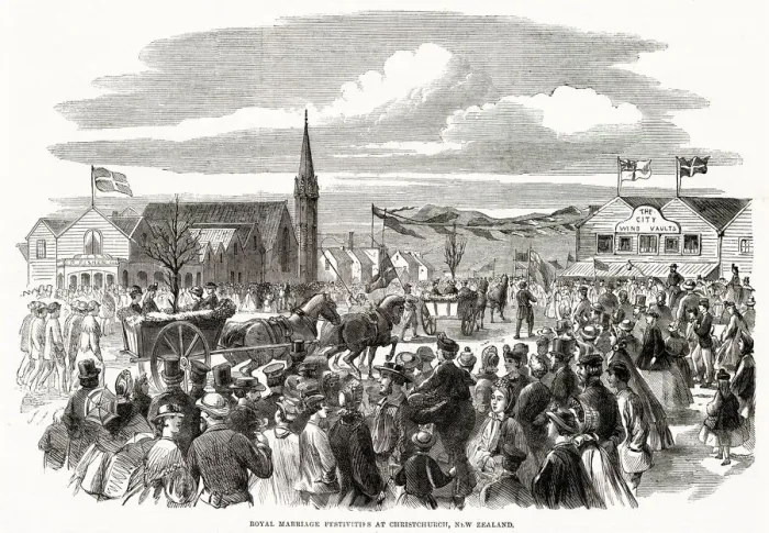 Framed Print : Royal Marriage Festivities at Christchurch, New Zealand (Marriage of Edward Framed Print : Royal Marriage Festivities at Christchurch, New Zealand (Marriage of Edward
