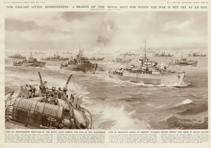 Framed Print : Royal Navy Minesweepers in action Framed Print : Royal Navy Minesweepers in action