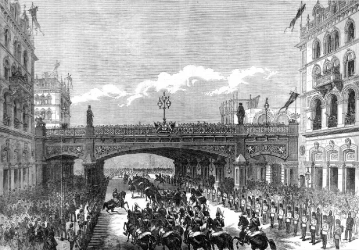 Framed Print : Royal Procession under the Holborn Valley Viaduct, 1869 Framed Print : Royal Procession under the Holborn Valley Viaduct, 1869