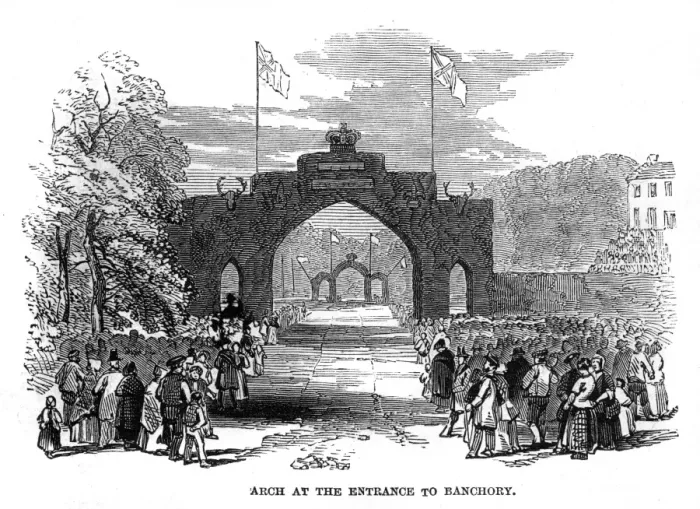 Framed Print : Royal progress to Balmoral: Banchory triumphal arch, 1848 Framed Print : Royal progress to Balmoral: Banchory triumphal arch, 1848
