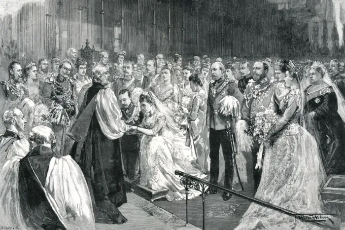 Framed Print : Royal Wedding 1891 - marriage ceremony in St Georges Chapel Framed Print : Royal Wedding 1891 - marriage ceremony in St Georges Chapel