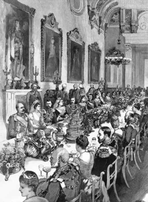 Framed Print : Royal wedding 1893 - breakfast at Buckingham Palace Framed Print : Royal wedding 1893 - breakfast at Buckingham Palace